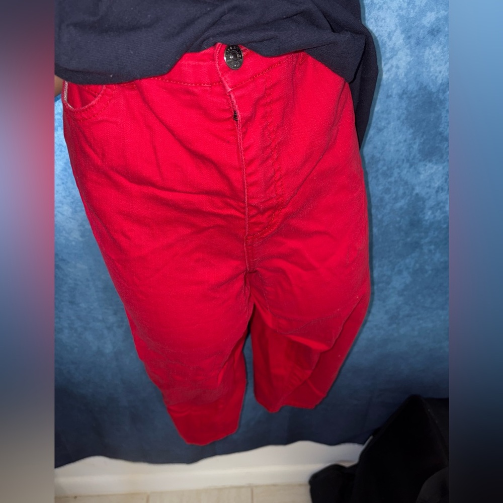 Flat Front Women's Jeans in Bright Red